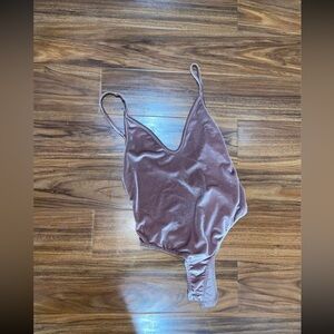 pink boohoo velvet Bodysuit